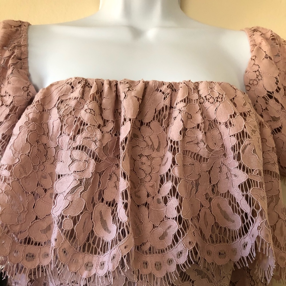 Off the Shoulder Dusty Mauve Lace Dress by Storee NWT Size Medium